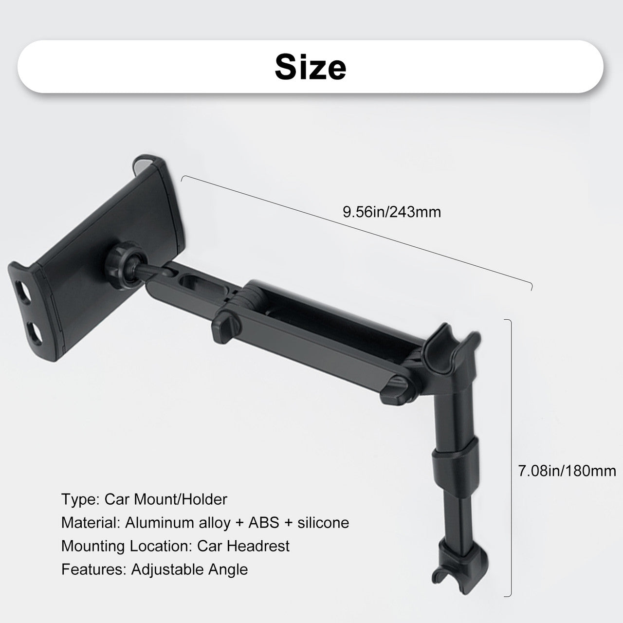 Car Headrest Mount/Tablet Holder Car Backseat Seat Mount/Tablet Headrest Holder Universal 360° Rotating Adjustable Fit for All 6"-10.5" Tablet iPad iPad Air iPad Mini, Smartphones