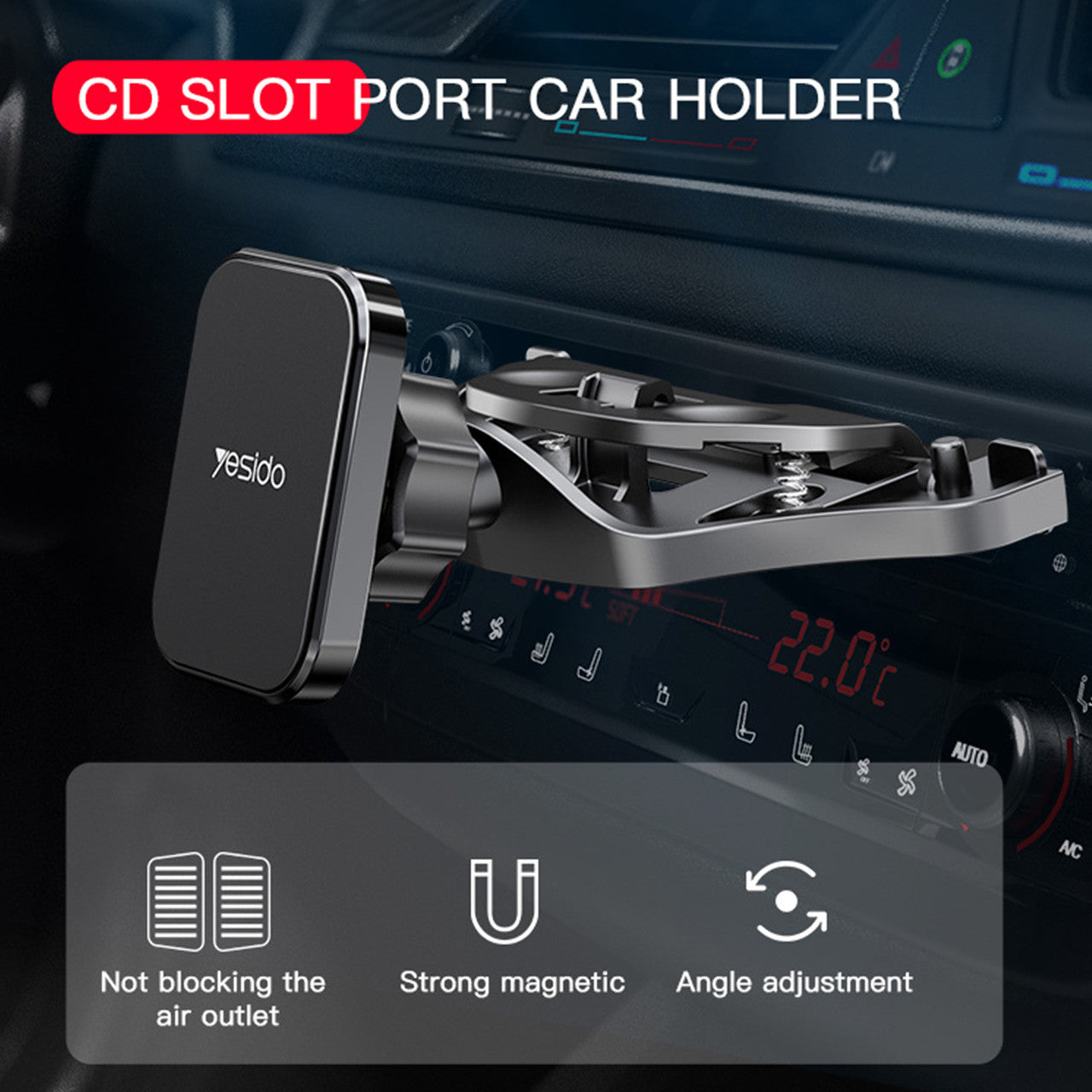 Universal Magnetic CD Slot Car Phone Mount, CD Player Phone Mount, Hands-Free Car Phone Holder with One Hand Operation Design, Compatible iPhone 12 Pro Max11/11Pro/Xs MAX/XR/XS/X/8, Galaxy S10/S10+/S9