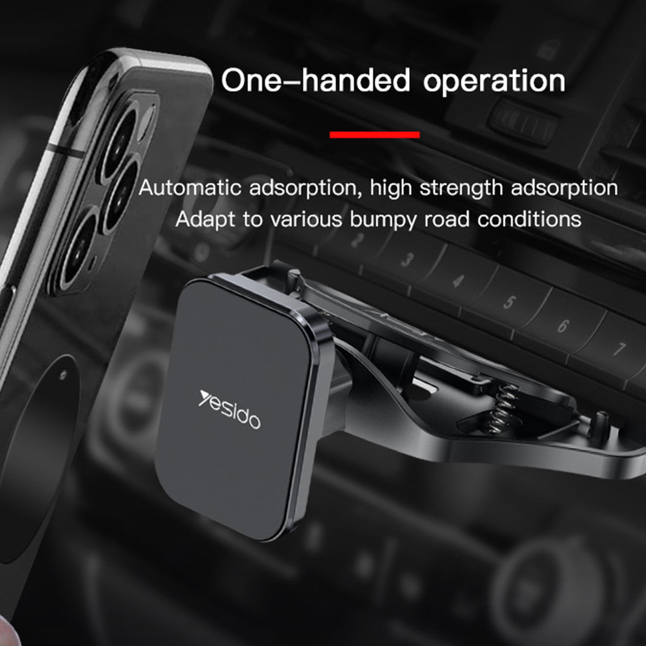 Universal Magnetic CD Slot Car Phone Mount, CD Player Phone Mount, Hands-Free Car Phone Holder with One Hand Operation Design, Compatible iPhone 12 Pro Max11/11Pro/Xs MAX/XR/XS/X/8, Galaxy S10/S10+/S9