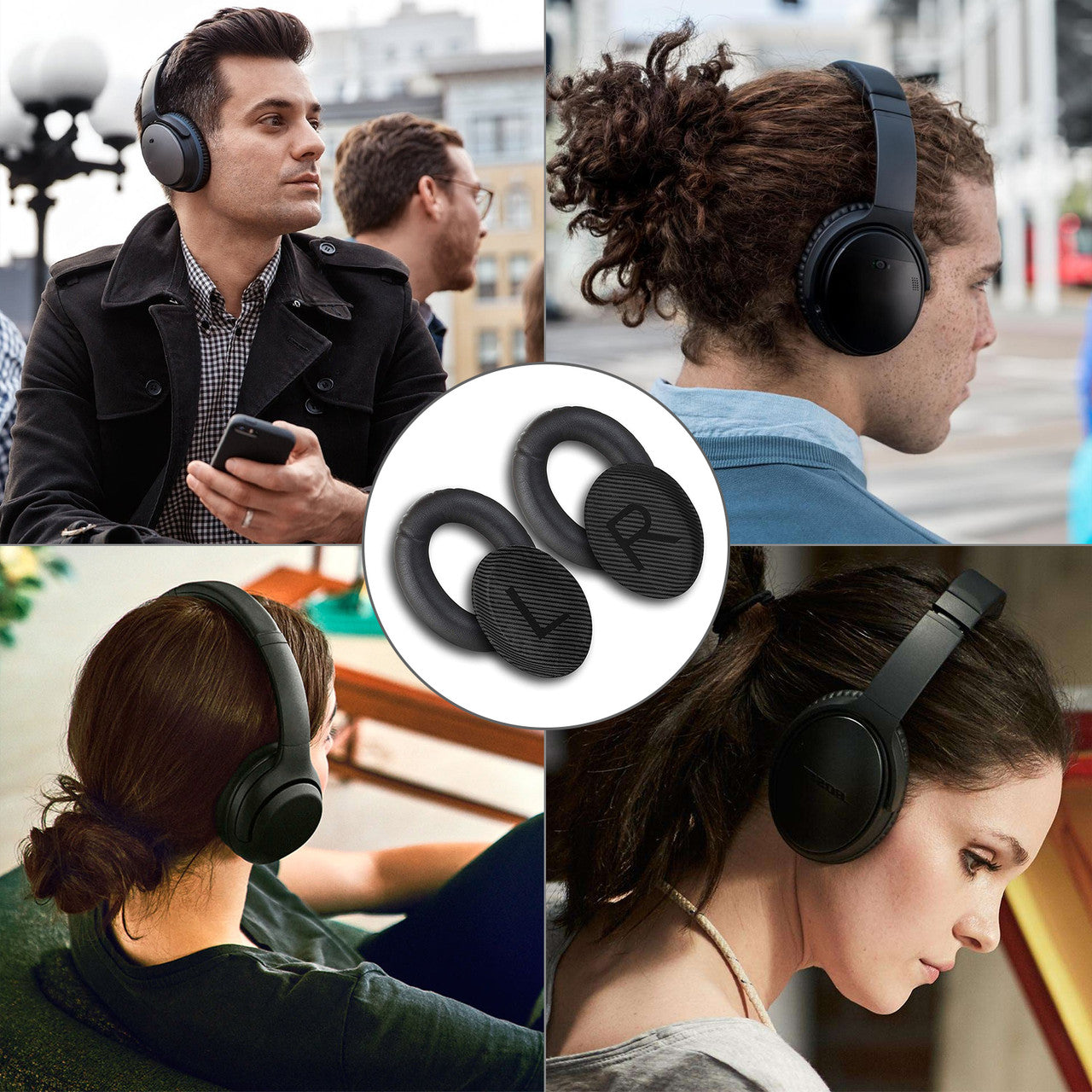 Replacement Ear Pads for Boses Headphones, 2Pcs Noise Isolation Memory Foam Ear Cushions Cover Compatible with QuietComfort 35 (Boses QC35) and Quiet Comfort 35 II (Boses QC35 II) Over-Ear Headphones