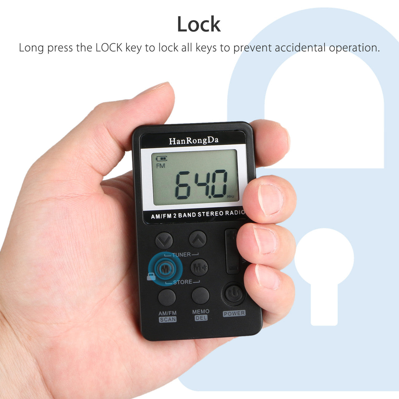 Mini Digital Portable Pocket Handy LCD AM FM Radio 2 Band Stereo Receiver with Preset