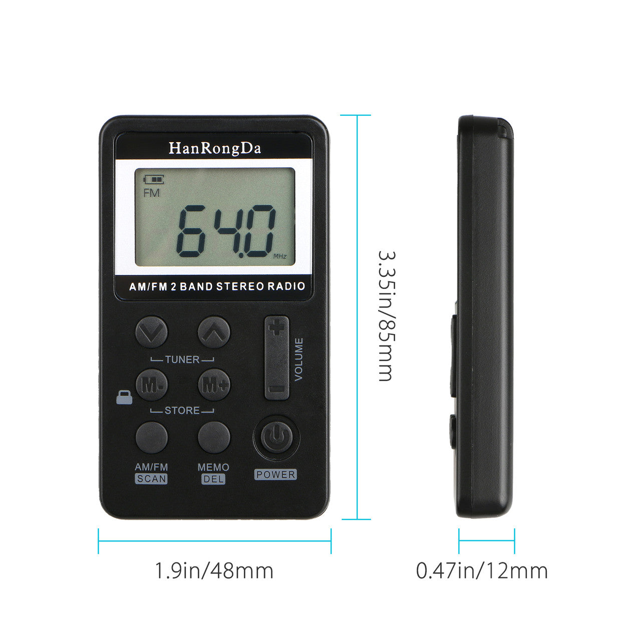 Mini Digital Portable Pocket Handy LCD AM FM Radio 2 Band Stereo Receiver with Preset