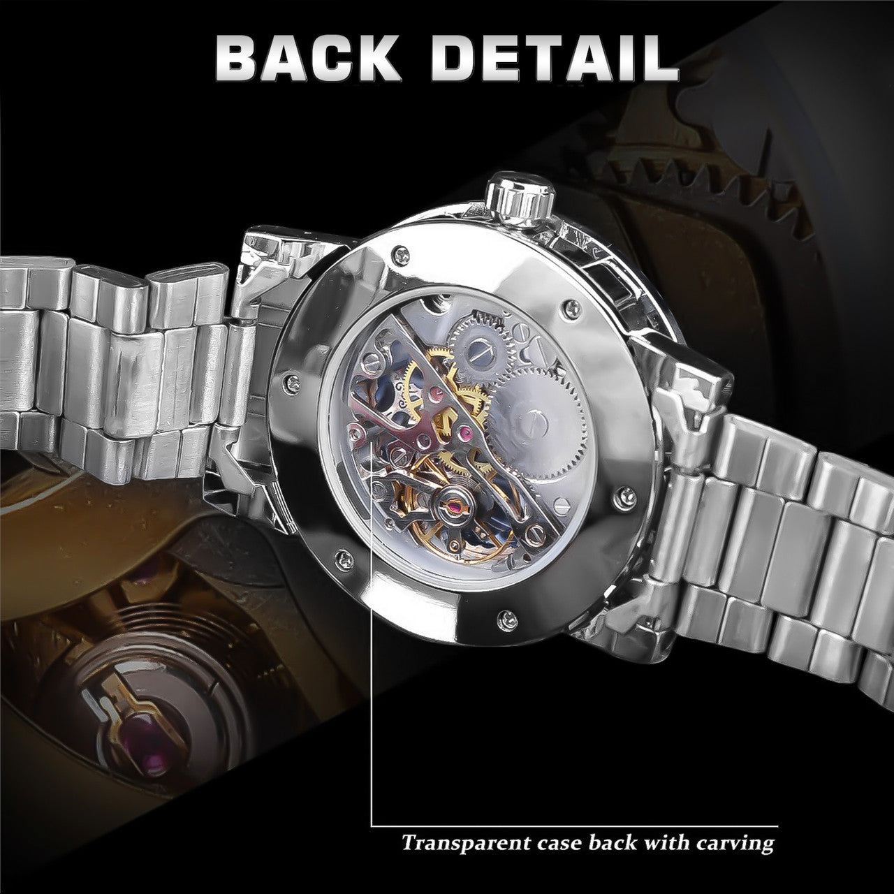 Winner Luxury Men's Stainless Steel Diamond Mechanical Watch