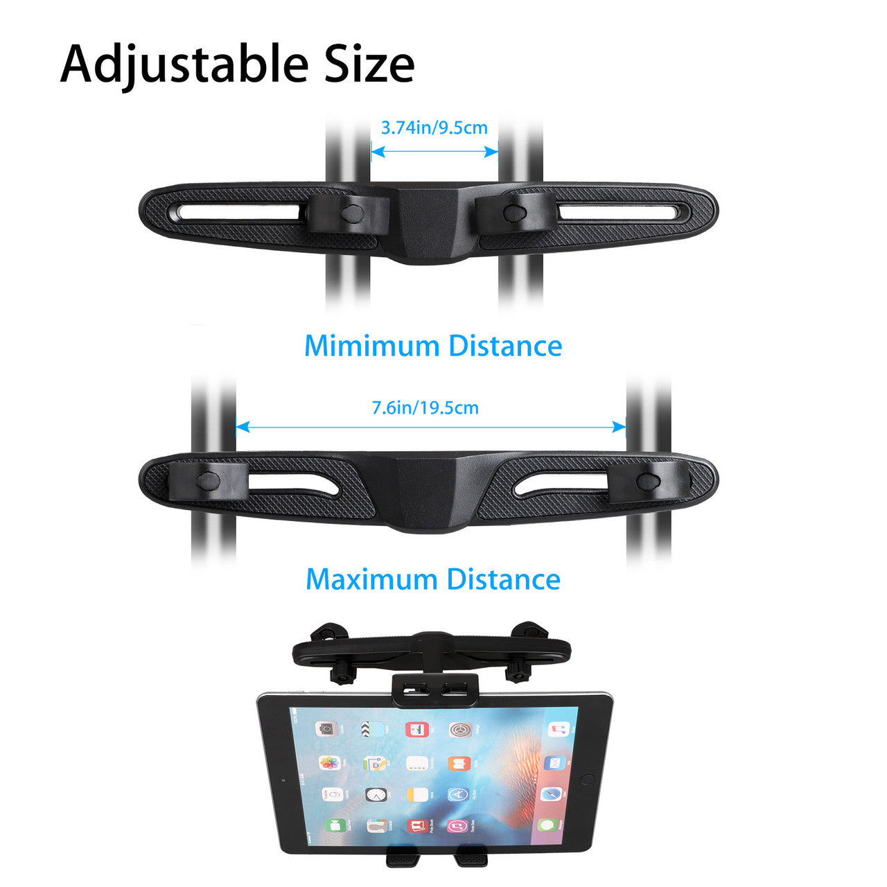 360°Multi-Angle Rotation Car Backseat Seat Holder Sedan Headrest Stand Compatible with iPhone iPad Galaxy Tab Nintendo & 4"- 10" Smartphones and Tablet