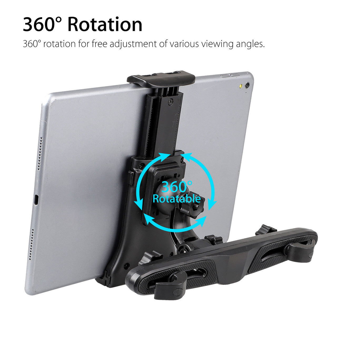 360°Multi-Angle Rotation Car Backseat Seat Holder Sedan Headrest Stand Compatible with iPhone iPad Galaxy Tab Nintendo & 4"- 10" Smartphones and Tablet