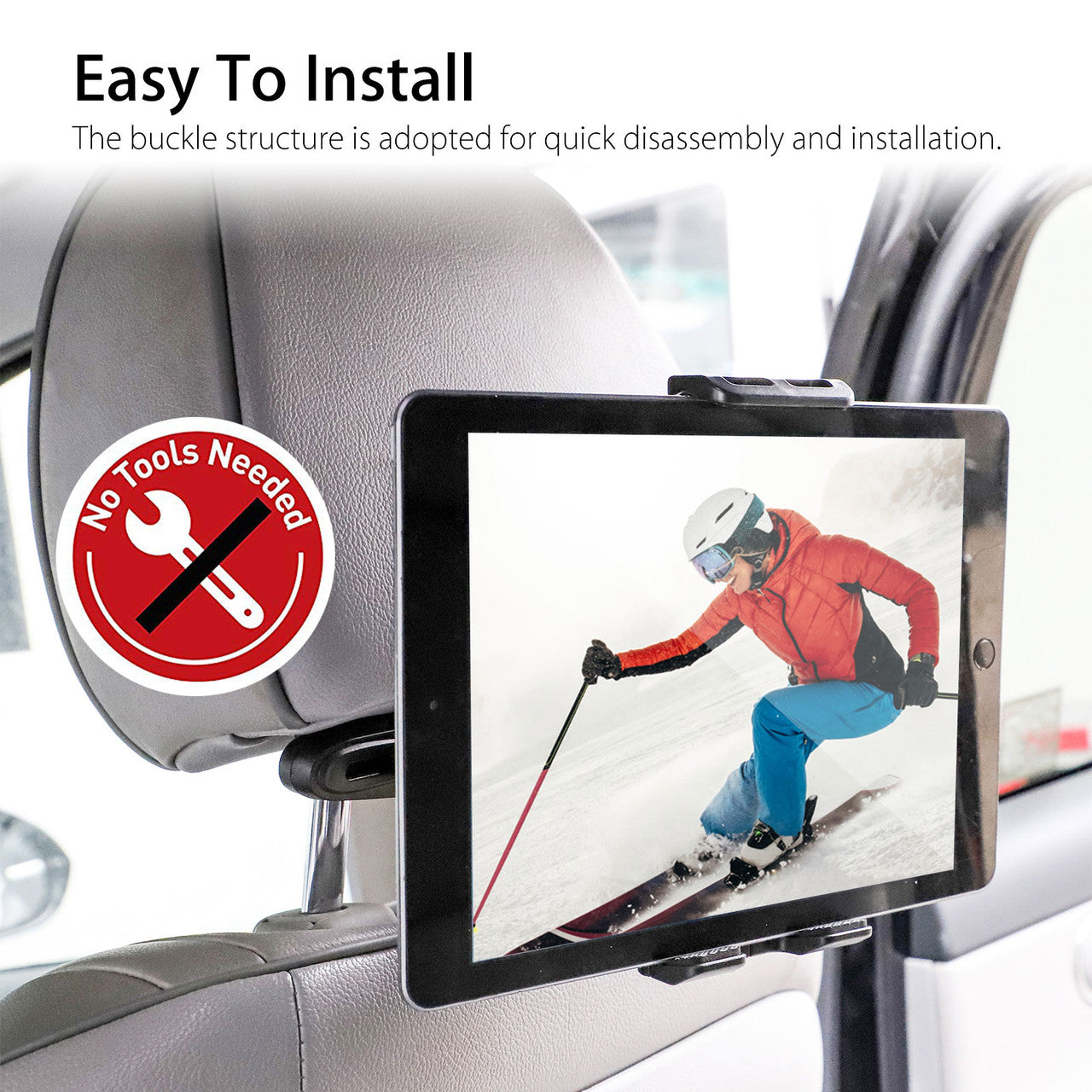 360°Multi-Angle Rotation Car Backseat Seat Holder Sedan Headrest Stand Compatible with iPhone iPad Galaxy Tab Nintendo & 4"- 10" Smartphones and Tablet