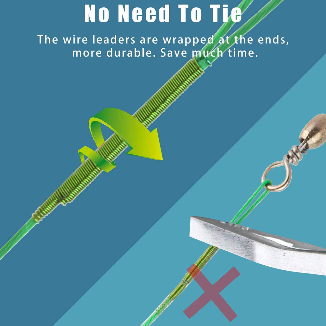 Stainless Steel Fishing Rigs High-Strength Fishing Line with Swivels and Snaps Kits,100pcs