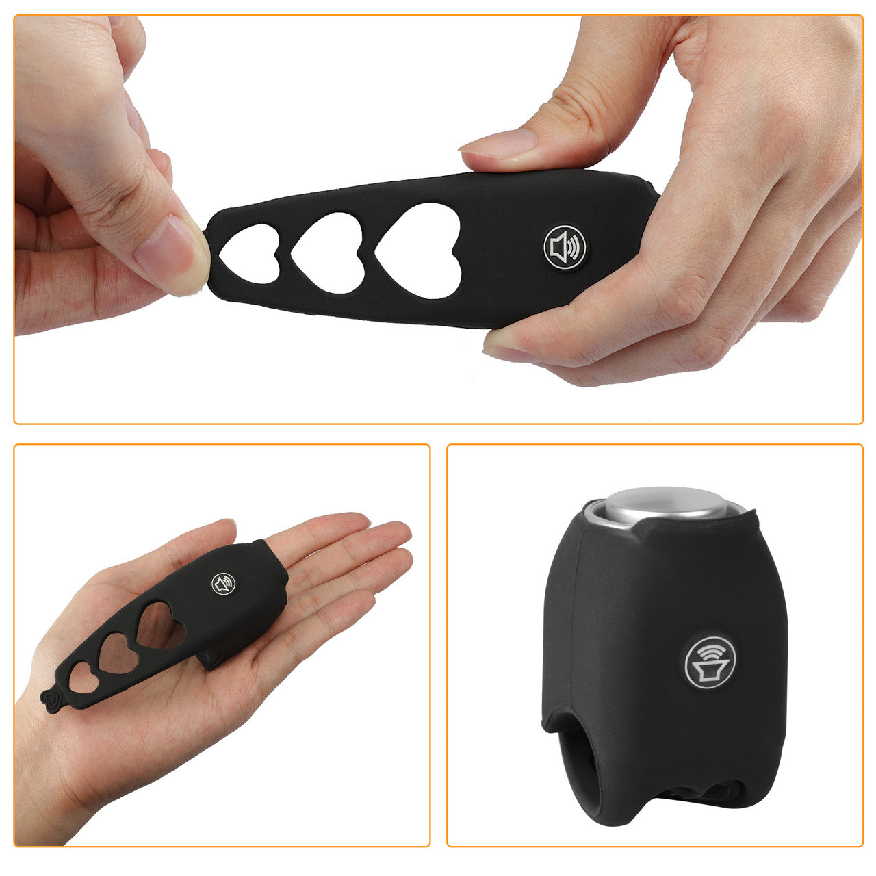 Super Bike Electric Horn - Portable Waterproof and Rainproof Mtb Bicycle Handlebar Bike Bell Silicone Material Shell Ring Bell (Black)