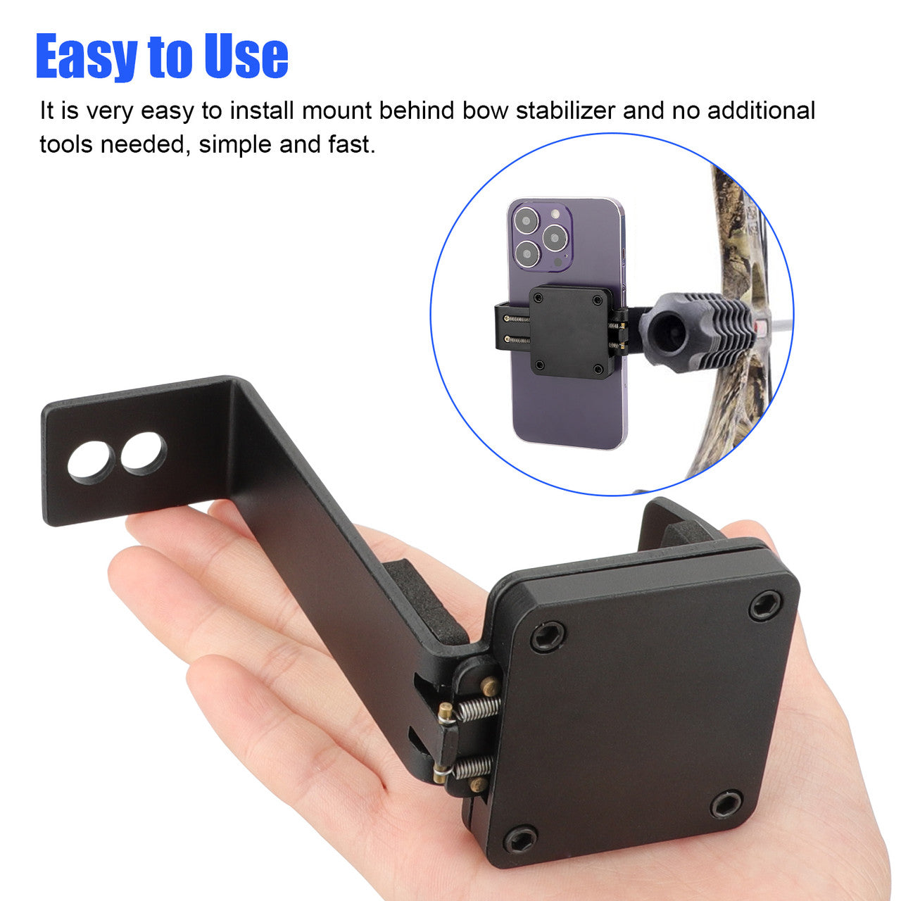 Universal Smartphone Camera Bow Mount Phone Holder - Bow Phone Mount for Compound and Recurve Bow Archery Hunting Shooting Record