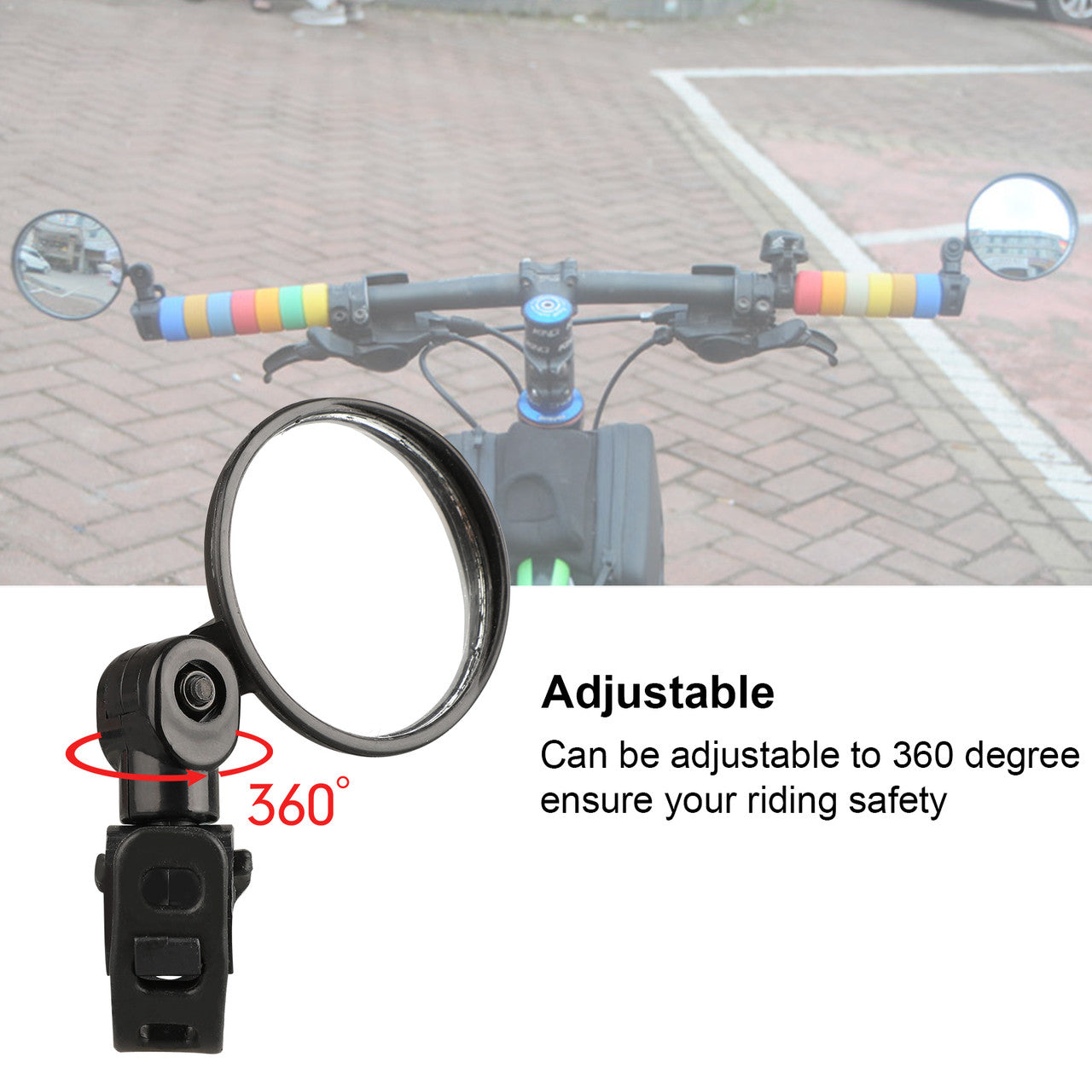 Bike Rearview Mirror Lens Handlebar Bike Mirror, Safe Rearview Mirror, Bicycle Mirror, Cycle Mirror Universal Mini Rotaty Rearview Handlebar Glass Mirror for Mountain Bike Bicycle Cycling, 2PC