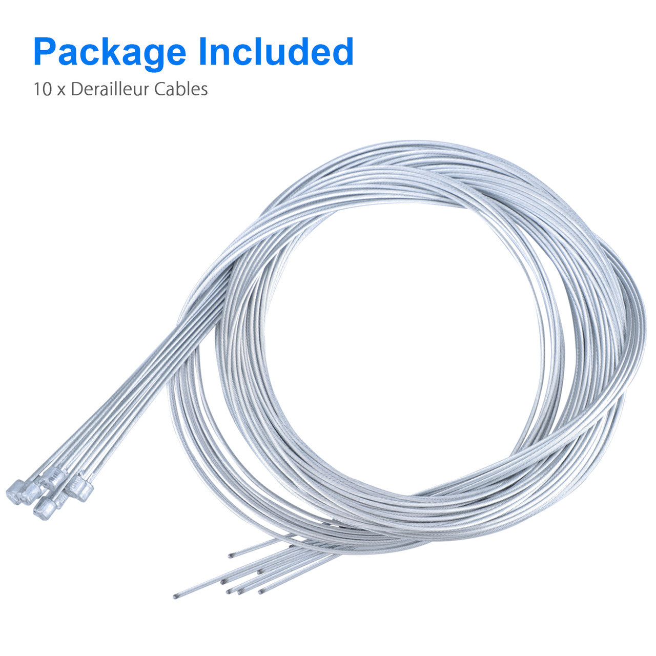 6.6ft Bicycle Shifter Cable Set, Universal Brake and Derailleur Cable Repair Set Silver Road Bicycle Shift Cable Set For Most Types of Bikes MTB Bicycle or Road Bikes, 10PCS