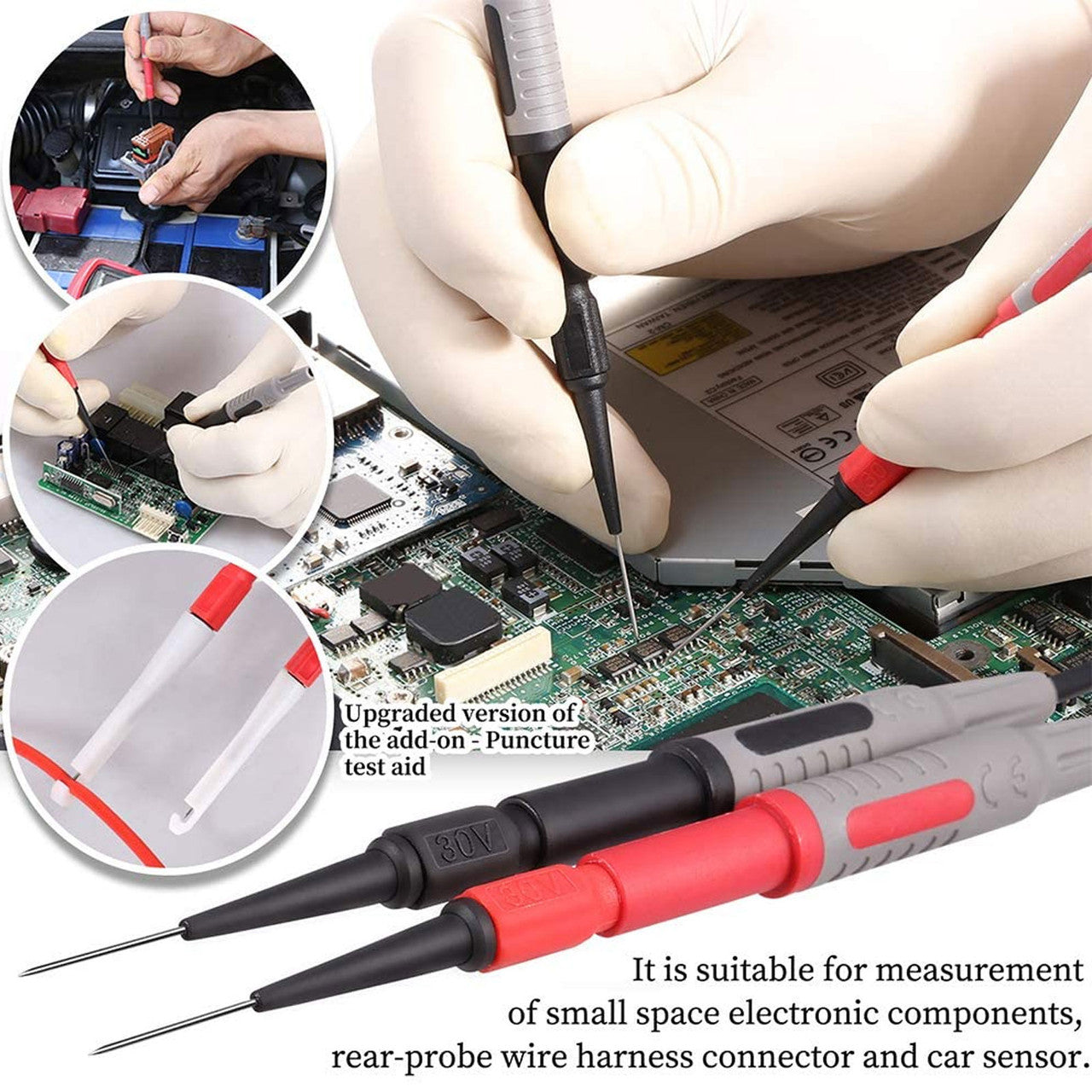23Pcs Silicone Multimeter Leads Kit, Red and Black Multimeter Test Lead Kit with Replaceable Gold-Plated Probe, Compatible with Any Multimeter, Clamp Meter, or Test Instrument