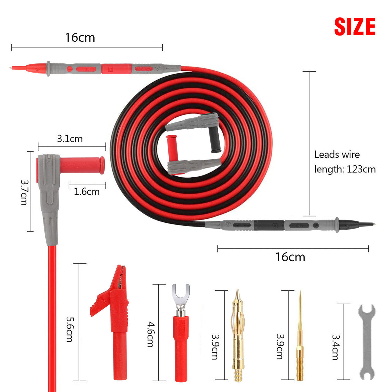 23Pcs Silicone Multimeter Leads Kit, Red and Black Multimeter Test Lead Kit with Replaceable Gold-Plated Probe, Compatible with Any Multimeter, Clamp Meter, or Test Instrument