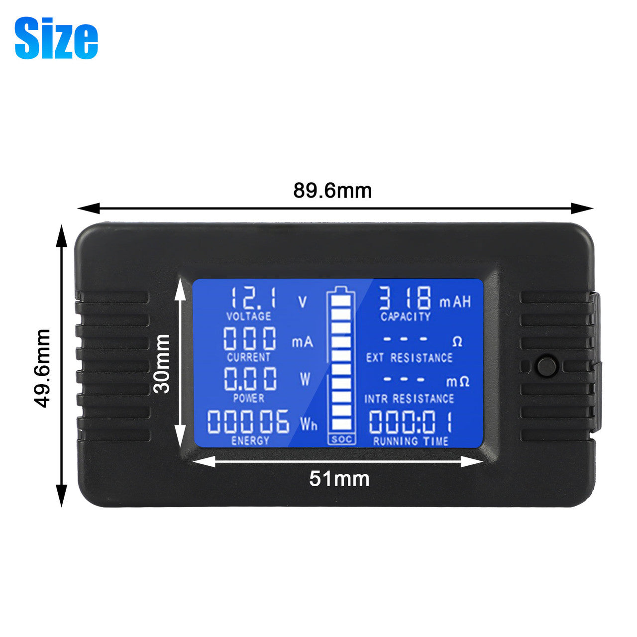 DC Battery Monitor Meter, Accurate 9 Measurement Functions Monitor Meter Display Simultaneously on LCD HD Display, for Measuring Voltage, Current, Resistance, Internal Resistance, Capacity, SOC
