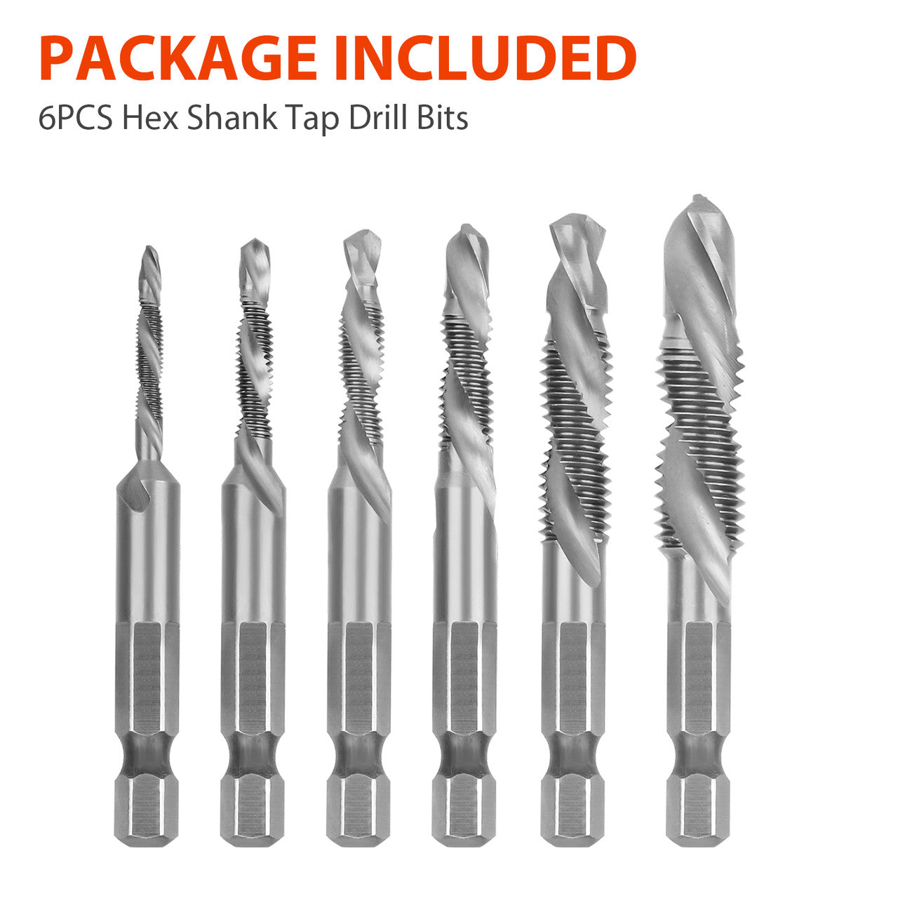 1/4 Inch Hex Shank Drill Bit and Screw Tap Set, Suitable for Drilling, Tapping, Cutting, Gold, Gold