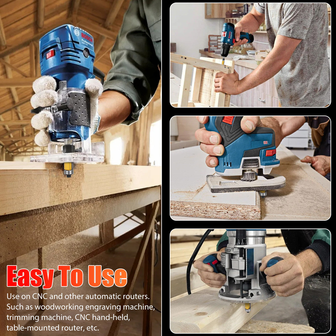 Bearing Router Bit with Grade C3 Mircro Grain Carbide Blades, Perfect fo Woodworking Edging and More