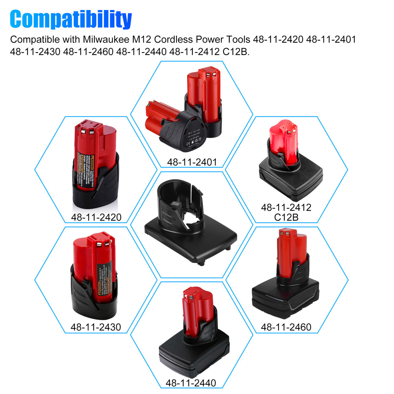 Battery Plastic Case Box Parts Top Shell for Milwaukee Cordless Power Tools, 5PCS