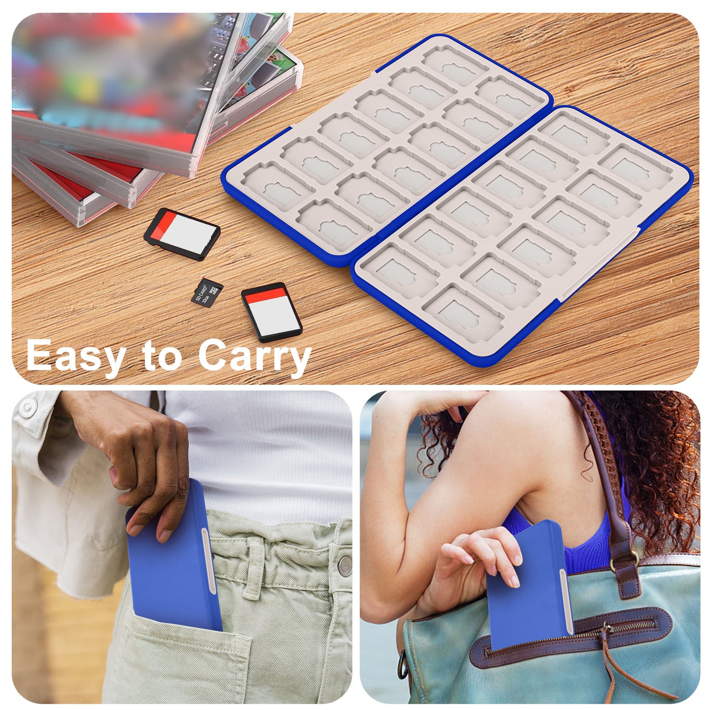 24 Slot Game Card Case for Nintendo - Portable Game Card Storage Box Holder Case Cover Organizer for Nintend Switch/Switch OLED(Blue)