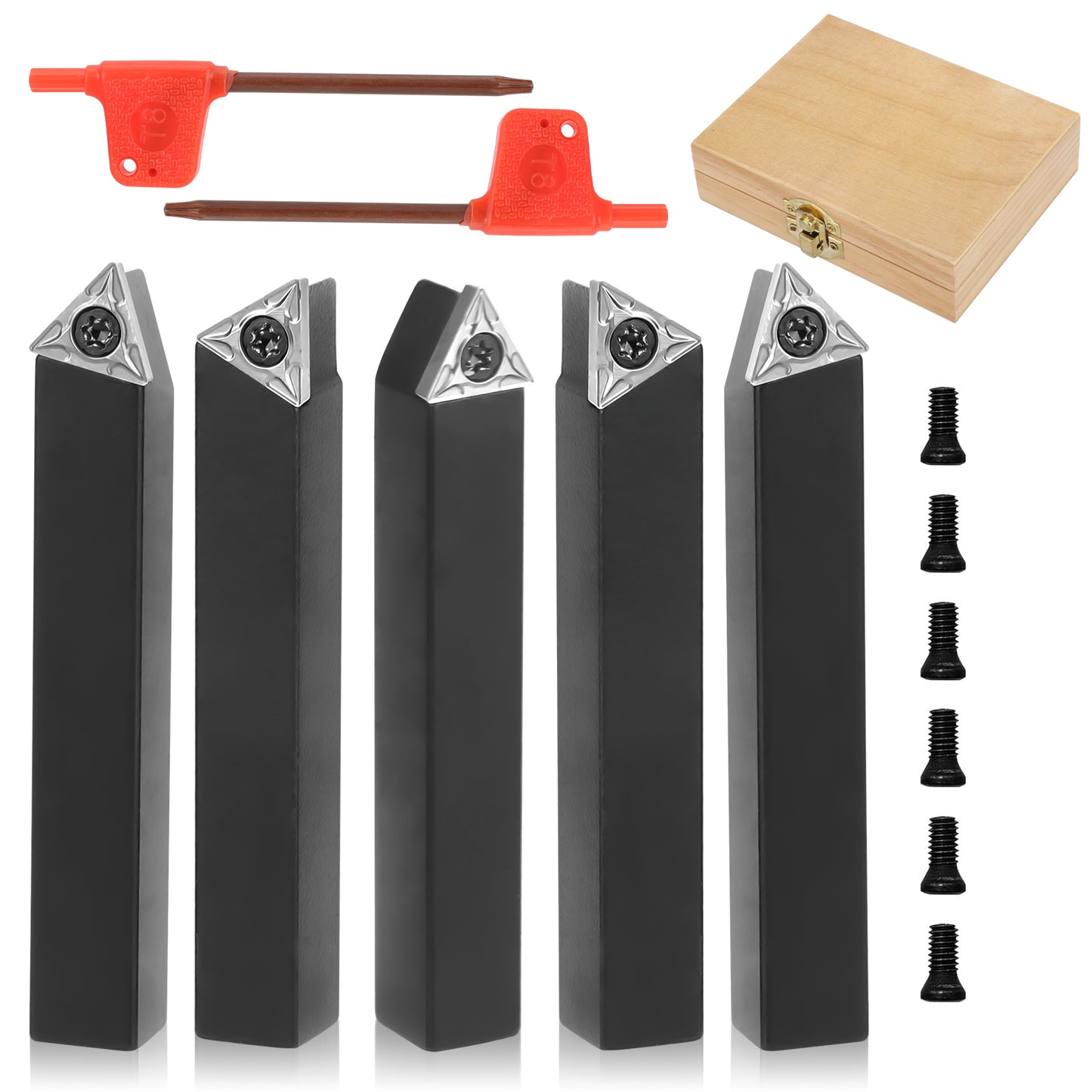 5 Carbide Turning Tools Set - Precision Turning with 60°, 75°, 90° Heads, Durable, Versatile, and Rust-Proof