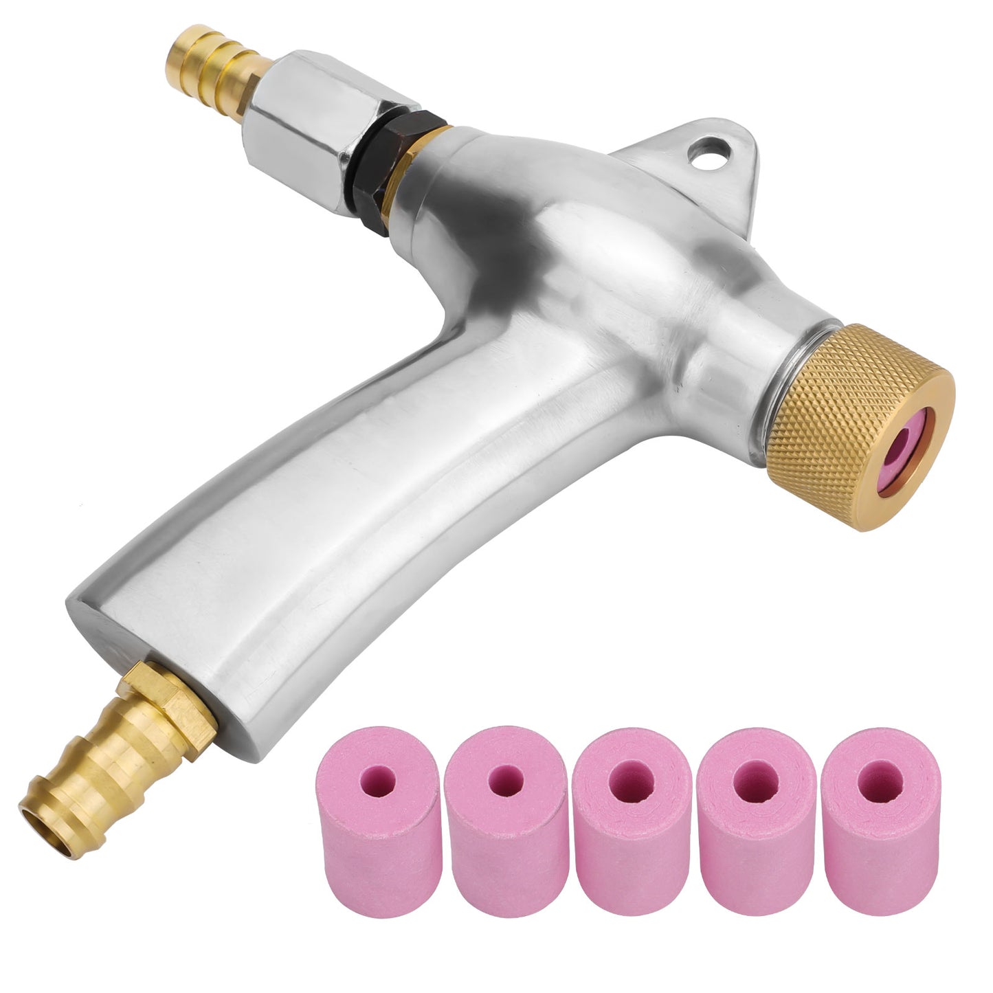 Aluminum Alloy Sand Blaster Gun Kit - Versatile Grinder for Light Metals, Ergonomic Design, 5 Ceramic Nozzles Included