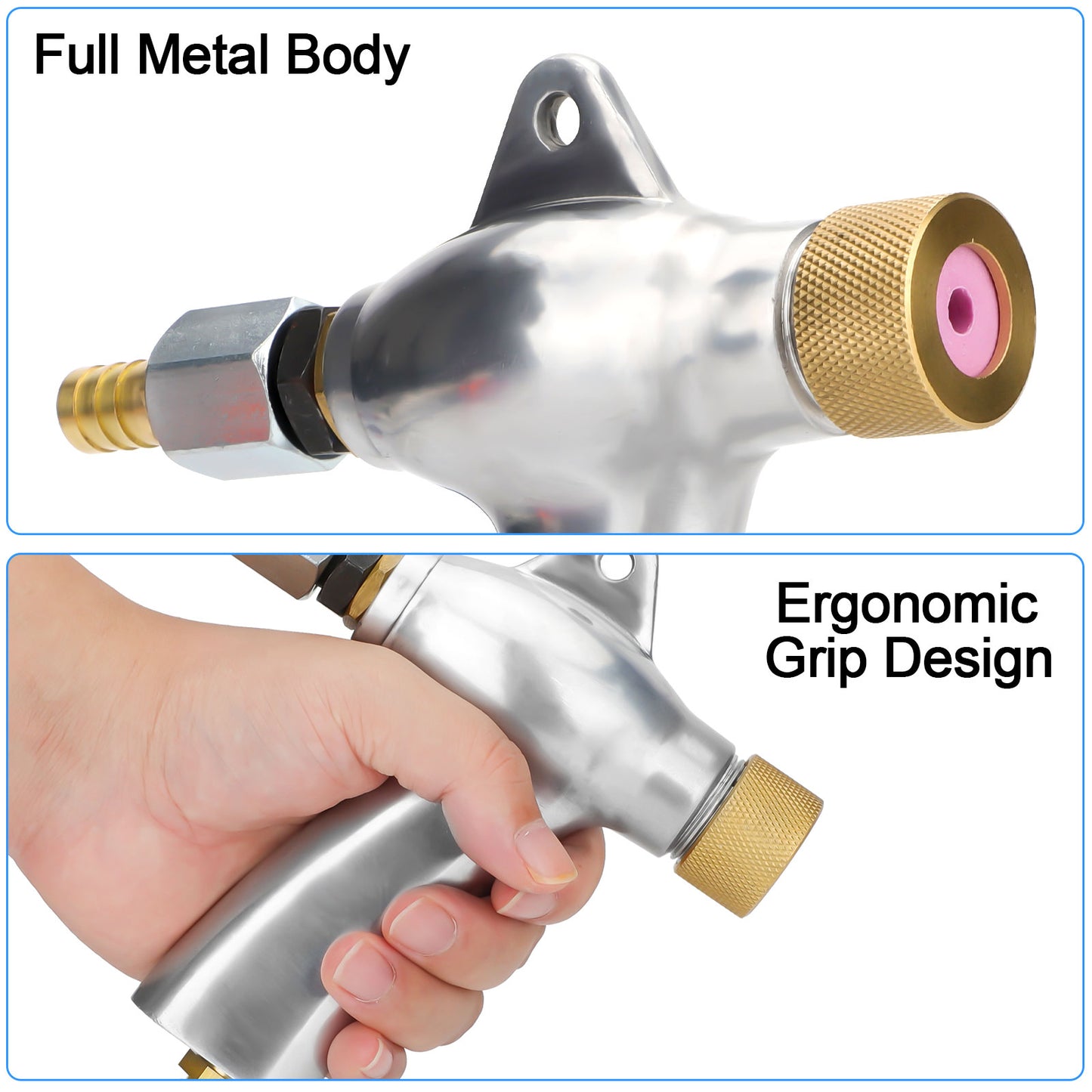 Aluminum Alloy Sand Blaster Gun Kit - Versatile Grinder for Light Metals, Ergonomic Design, 5 Ceramic Nozzles Included