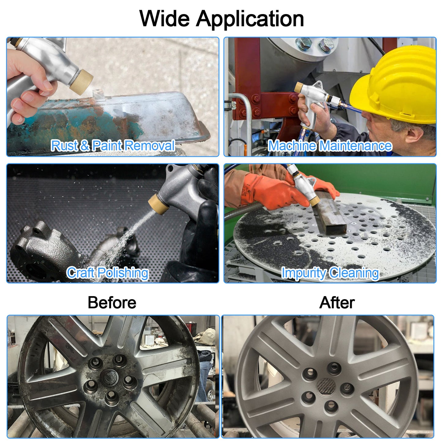 Aluminum Alloy Sand Blaster Gun Kit - Versatile Grinder for Light Metals, Ergonomic Design, 5 Ceramic Nozzles Included