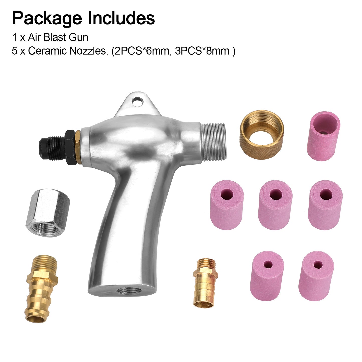 Aluminum Alloy Sand Blaster Gun Kit - Versatile Grinder for Light Metals, Ergonomic Design, 5 Ceramic Nozzles Included