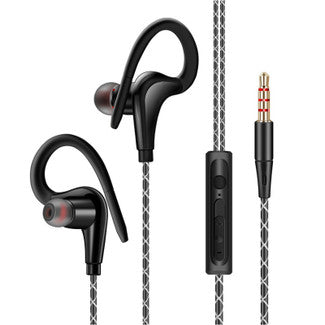 Sport Running Earphone, in-Ear Wired Headphone, Waterproof Ear Hook with 3.5mm Jack, Cell Phone Ear Buds Headset for iPhone XS XR X 8 7, Samsung Galaxy S10 S9 S8 S7 (Black)