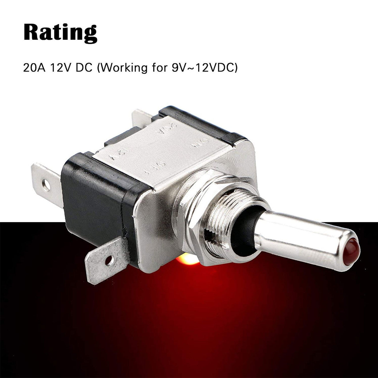Rocker Toggle Switch, 5PCS Car LED Rocker Toggle Switch Red 12V 20A ON/Off 2Pin Replacement Universal for Cars Trucks Boats UTVs Airplanes and More
