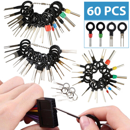 Terminal Removal Tool Kit for Car Connector, Wire Connector Terminal Pin Extractors Pin Release Tools Set for Most Connector Terminal, 60pcs