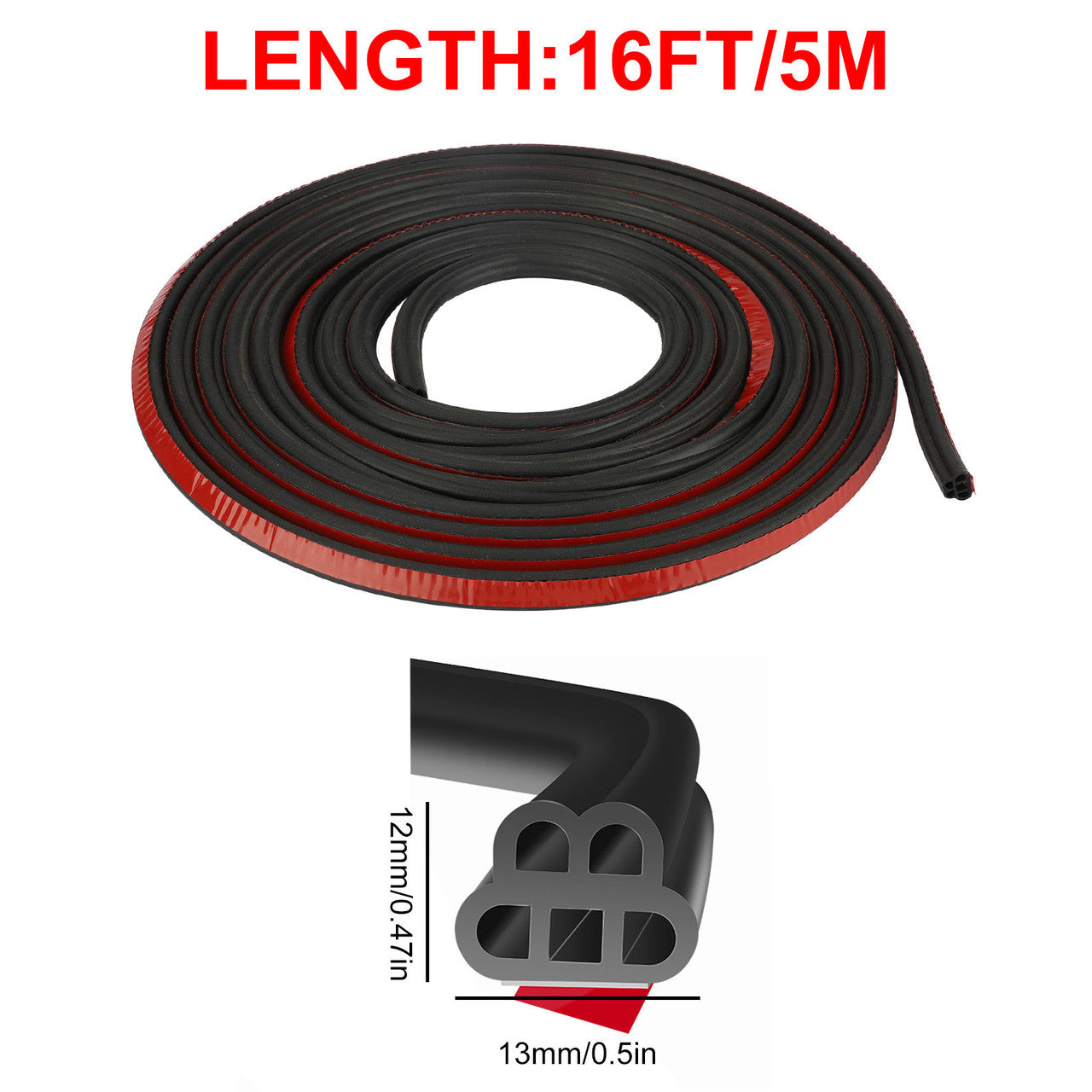 16Ft Double Layer Car Door Seal Strip, Universal Auto Windshield Seal Strip, Car L Shape Rubber Edge Weatherstrip for Door Sunroofs Engine Cover, Soundproofing Waterproof Weather Stripping