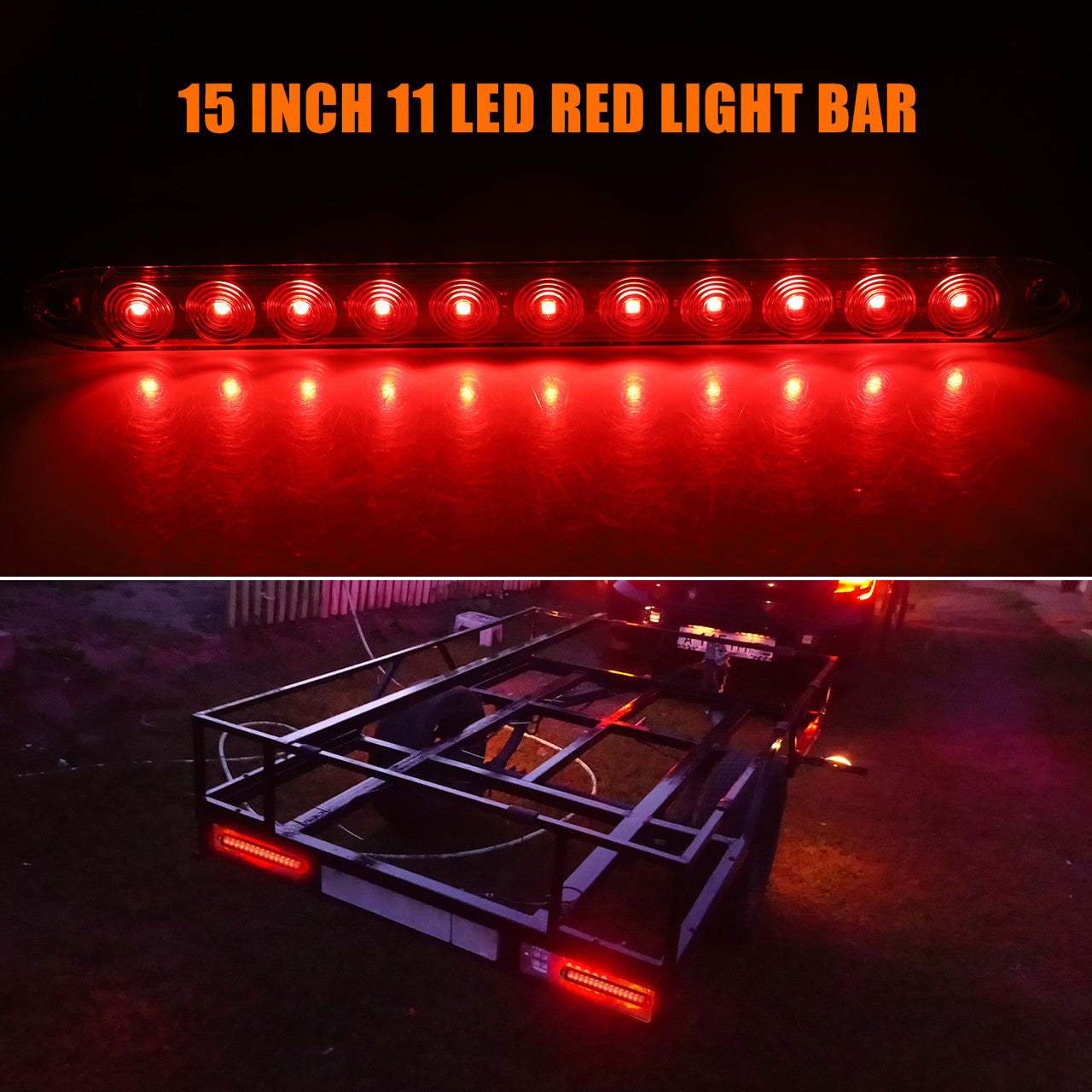 15 inch Red 11 LED Car Vehicle Brake Turn light Bar, 2pcs
