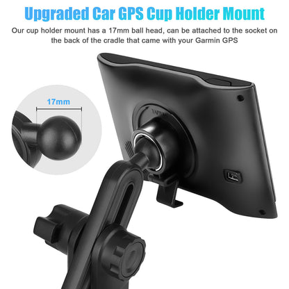 Upgraded Car Cup Holder Mount with an Adjustable Neck and Stable Base, fit for Garmin