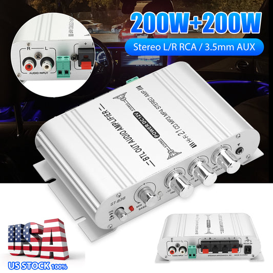 2.1 Channel Car Audio Stereo Amplifier with Bass Tremble and Volume Adjuster in a Compact Design
