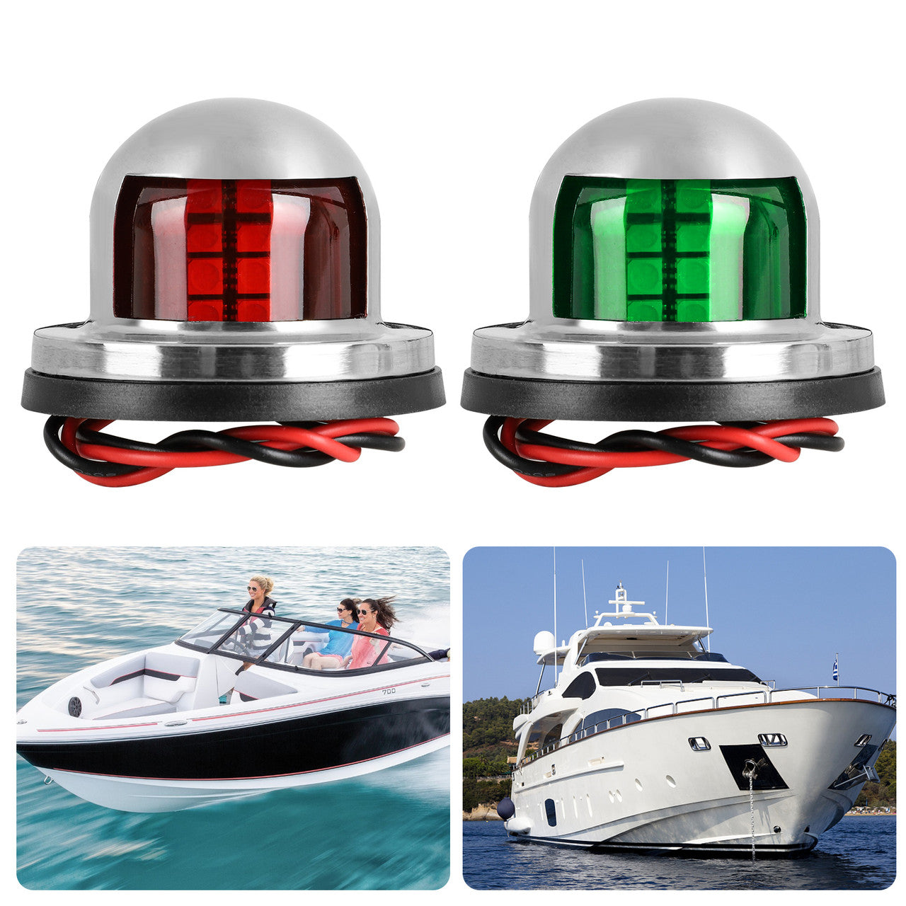 Boat Navigation Light LED, Deck Mount LED Navigation Lights (Red and Green) Perfect for Boat, Pontoon, Yacht, Skeeter, Sailing Signal Lights, Bow Side,Port, Starboard, DC 12V,2pcs