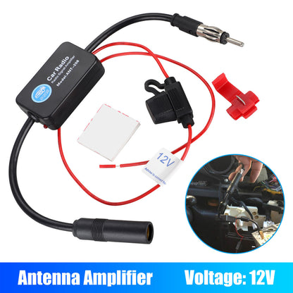 Car Auto Truck Stereo Antenna FM AM Radio Signal AMP Amplifier Booster Universal for Car Truck SUV Vehicle Golf Carts 12V FM Radio Stations