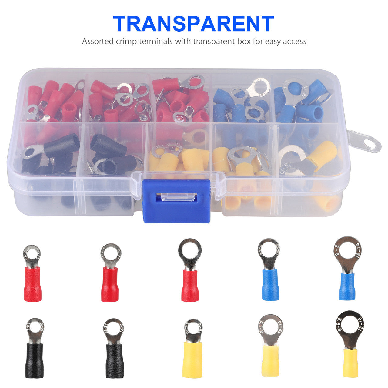 Heat Shrink Wire Connector Kit Electrical Insulated Crimp Marine Automotive Terminals Set, Ring Fork Hook Spade Butt Splices, 102 PCS