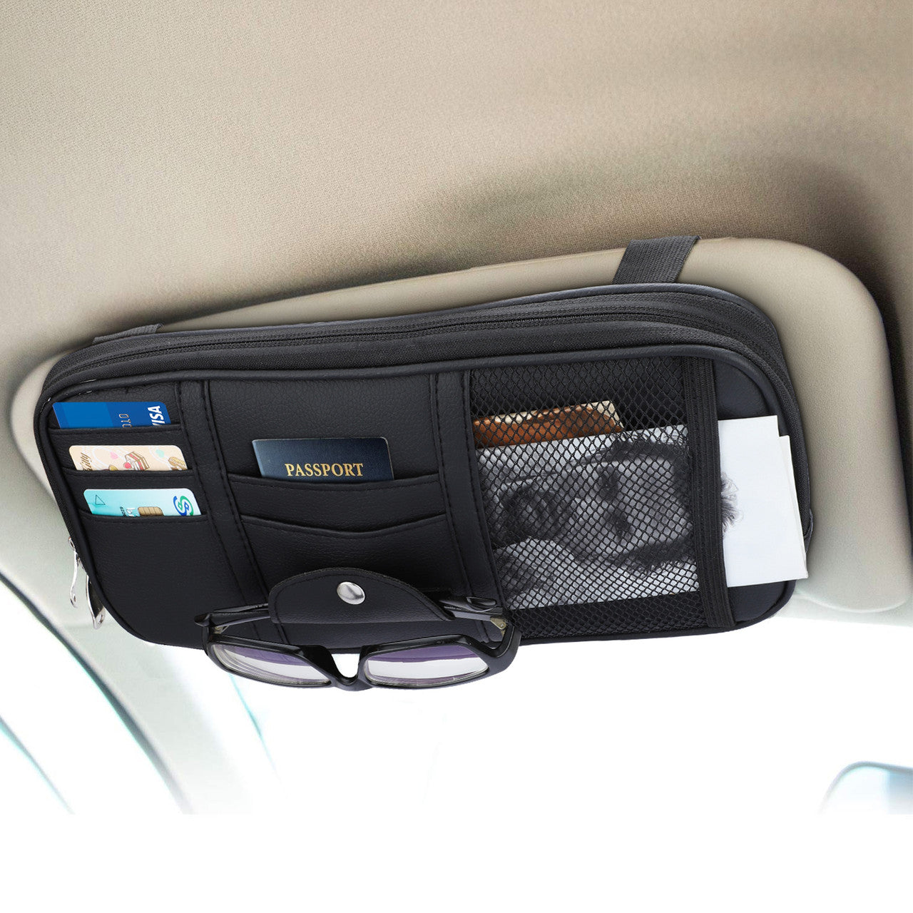 Car Sun Visor Organizer, Auto Accessories Document Holder - Car, Truck, SUV Registration & Insurance Storage Pouch - Road Trip Essential Gift for Any Driver