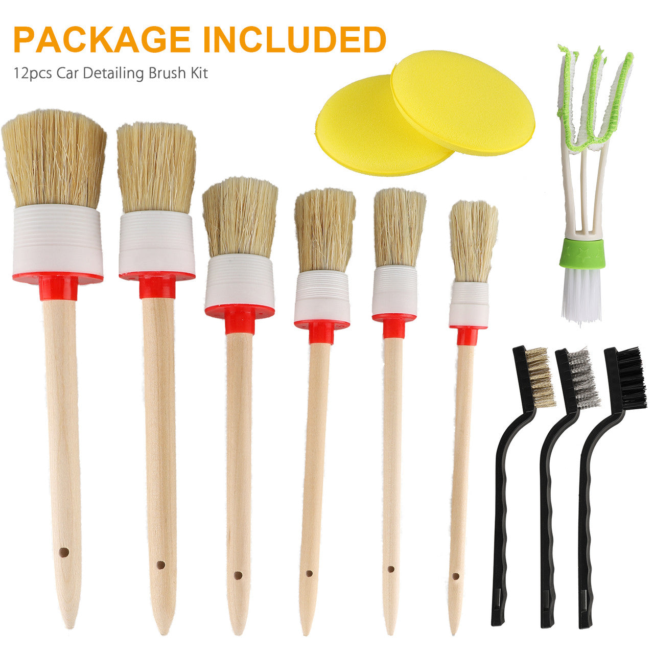 Auto Detailing Brush Set for Cleaning Wheels, Interior, Exterior, Leather, Car Cleaner Brush Set For Cleaning Engine, Wheel, Interior, Air Vent, Car, Motorcycle, 12Pcs