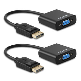 Display Port to VGA, Gold-Plated DisplayPort to VGA Converter Adapter (Male to Female) for Computer, Desktop, Laptop, PC, Monitor, Projector, HDTV, HP, Lenovo, Dell, ASUS and More (2-pack)