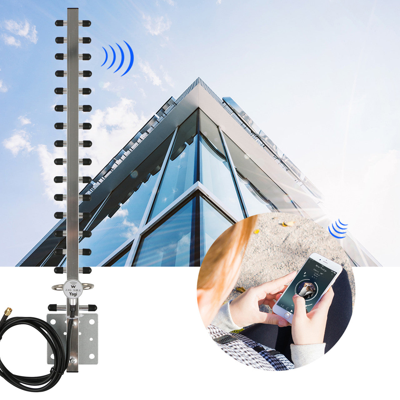 25dbi Yagi 4G LTE Antenna SMA Male Directional Cell Phone Signal Booster Amplifier Modem RG58 5 Feet Cable