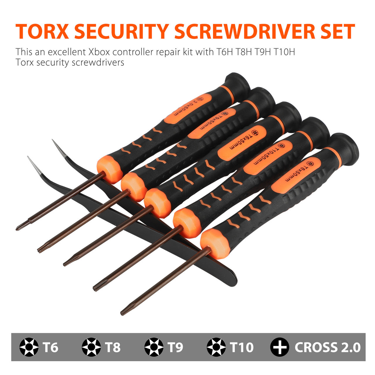 T6 T8 T9 T10 Torx Security Screwdriver Set, Repair Kit for Xbox One Xbox 360 Controller and PS3 PS4 Controller, 10Pcs
