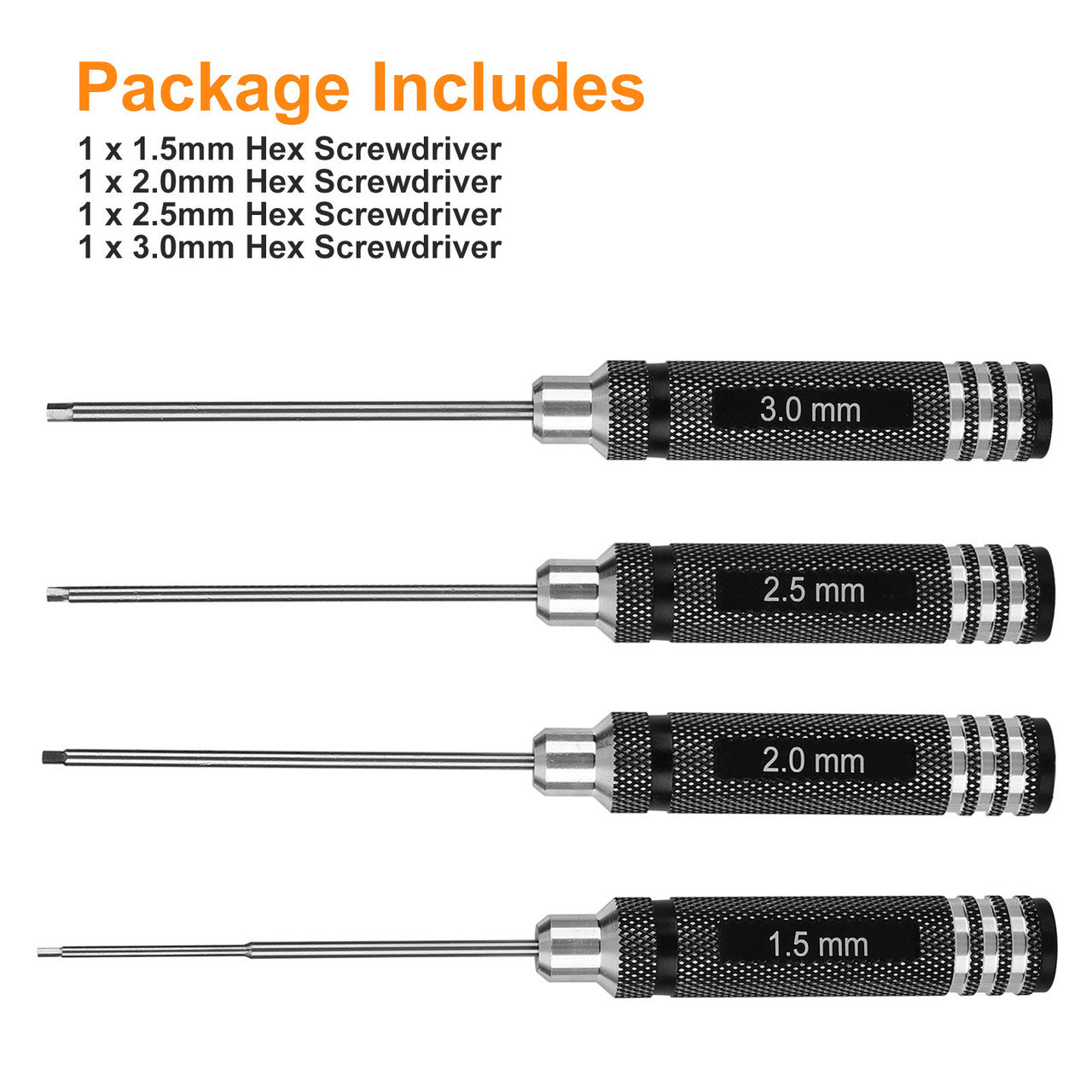 4pcs Hex Screwdriver 1.5 2.0 2.5 3.0mm RC Car Boat Helicopter Hex Screw Driver - RC Model Screwdriver Tool Kits