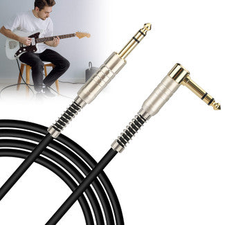 Guitar Cable 6ft 1/4 inch TRS Right Angle to Straight Musical Instrument Cord for Electric Acoustic Guitar Bass Keyboard, (6ft/1.8m)