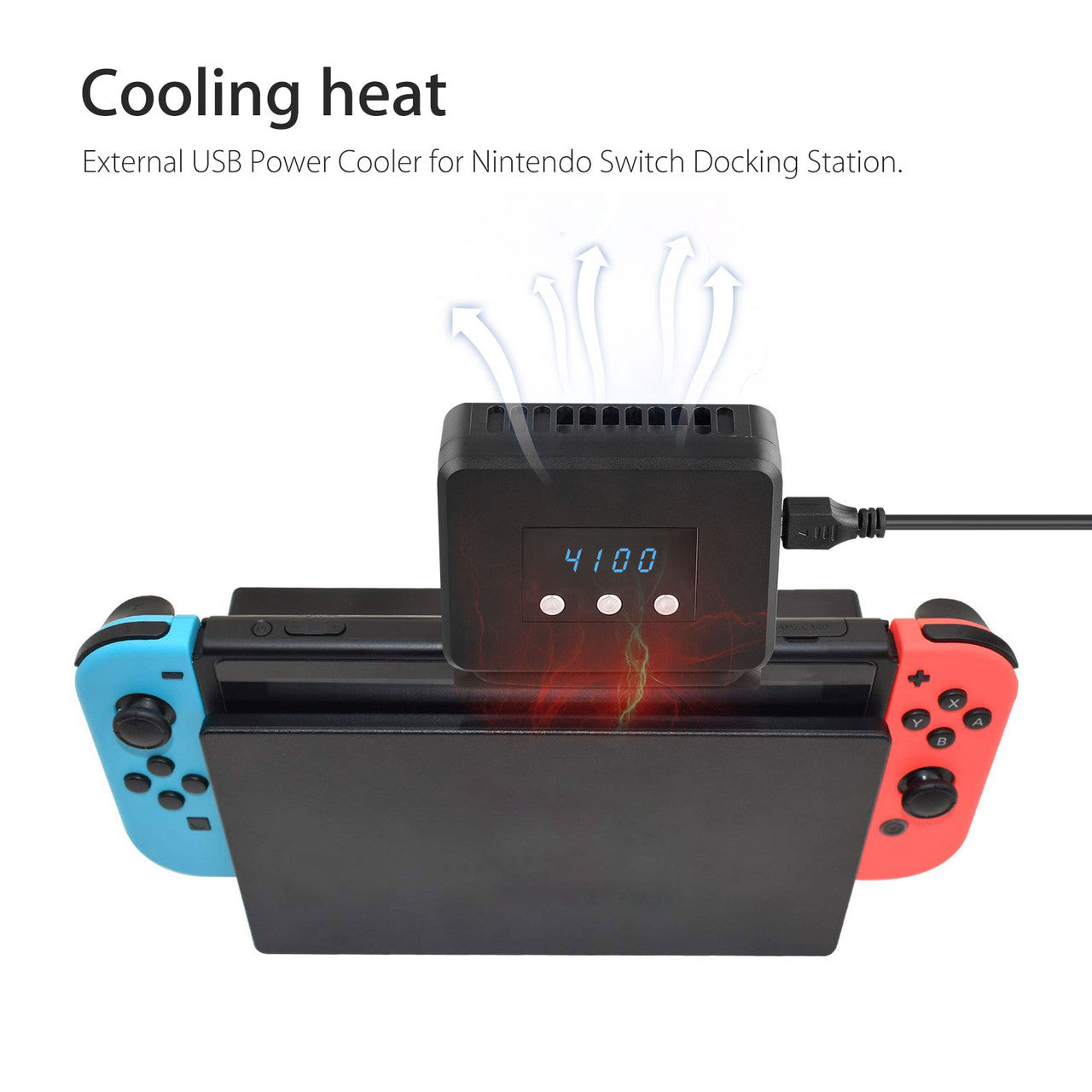 Base Cooling Fan for Nintendo Switch Radiator with Temperature Display