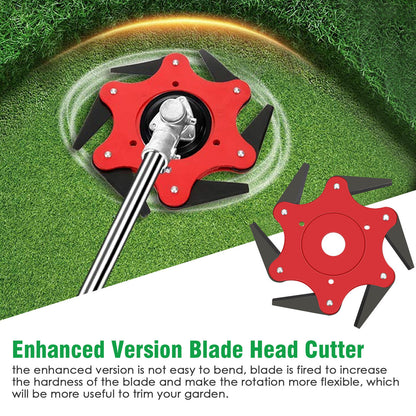 Lawn Mower Trimmer Head-Durable Manganese Steel 6 Teeth Grass Cutter Head, 6 Steel Blades Razors 65Mn Lawnmower Grass Weed Eater Brush Cutter Garden Lawn Tool Replacement Parts