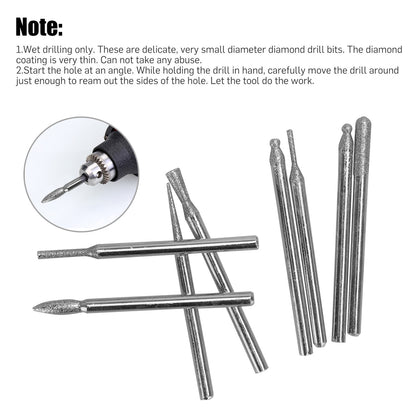 Diamond Burr Bits Drill Glass Gemstone Metal for Dremel Craftsman Rotary Tool - 1/8"(3mm) Shank w/Box Tip, 90 Pcs