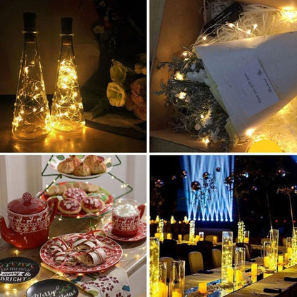 Bottle Lights, LED Night Lights, Cork Shaped 20LED Starry Wine Bottle Lighting Lamp for Christmas Party Home Garden Wedding Outdoor Indoor Decoration, 6.6FT, 9-Pack