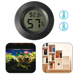 Digital LCD Black Hygrometer Thermometer Mini Indoor Outdoor Humidity Temperature Meter Gauge Detector, Round