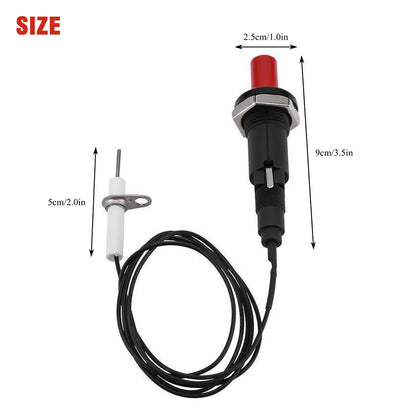 2 Sets Piezo Spark Ignition, Propane Push Button Piezo Igniter with Threaded Ceramic Electrode Ignition Plug Wire 100cm 200 Degree Resistance, Fit for Gas Fireplace, Oven, Heater, Kitchen lgniter